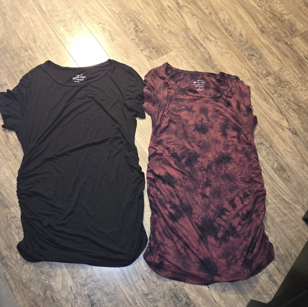 Torrid Black & Burgundy Tie-Dye Ruched Tunic Duo